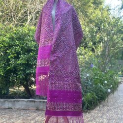 ผ้าคลุมไหล่ ไหมแพรวา ขนาด 50x 250ซม. สีชมพูม่วง รหัส Z-PT-1113684