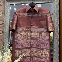 เสื้อสูทไหมแพรวา แขนสั้น สีน้ำตาล เลือกไซส์ รหัส DR-BM-0901682