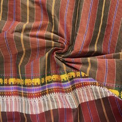 ผ้าขาวม้า ผ้าไหม ไหมแท้ ขนาด 60x200cm ขิดลายช้าง สีแดงสลับสีเขียว รหัส R4E-พช-021468163