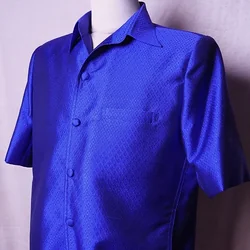 เสื้อซาฟารี คอปก ลูกแก้ว ทรงซาฟารี เฉดสีน้ำเงิน รหัส DT-CT100701