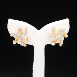 ER25157 ต่างหูเพชรดาวกระจาย ทองแท้ 18k เพชรแท้ 36 เม็ด 0.90 กะรัต นน. 4 กรัม