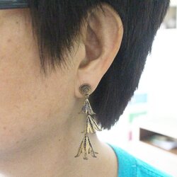 SI230 ต่างหูดอกดาวกระจายแป้นหนีบ เงินแท้ ชุบกะไหล่ทอง