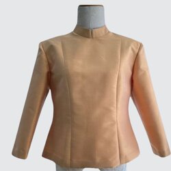 เสื้อแขนยาว ตัดเย็บจากไหมสีพื้น เนื้อเรียบ ไหมแท้ 100% | ตัดเย็บตามรูปร่าง | เลือกผ้า ส่งไซส์ได้
