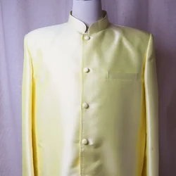 เสื้อสูทซาฟารี สูทคอจีน ทรงพระราชทาน ไหมแท้ สีเหลืองครีม รหัส DM-CT03016611