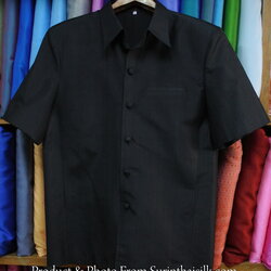 เสื้อซาฟารี คอปก ผ้าพื้น ทรง DS-073