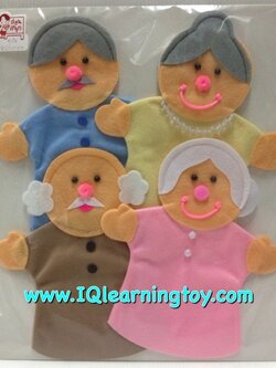 หุ่นมือ-ตุ๊กตาหุ่นมือ ครอบครัว 4-2 งานหุ่นมือจากผ้าสักหลาด เพื่อประกอบการเรียนรู้ เรื่องครอบครัว ได้แก่ คุณปู่ คุณย่า คุณตา คุณยาย ส่งฟรี