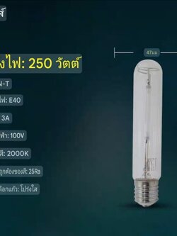 หลอดโซเดียมแรงดันสูง Philips รุ่น SON-T ทรงกระบอก จำนวน 1 ดวง