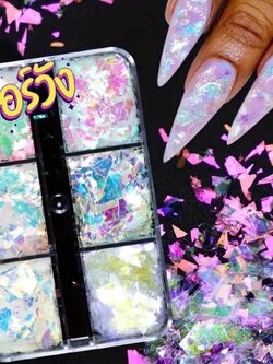 แผ่นออโรร่า Aurora แผ่นกระจกแต่งเล็บ ฟอยล์แต่งเล็บ