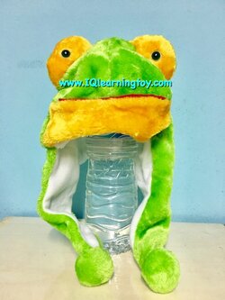 หุ่นสวมหัวรูปสัตว์-(หมวกสวมหัวรูปกบ) หมวกขนนุ่มๆ ใช้เพื่อการสอนเล่าเรื่อง การละเล่น หรือเล่นเกมส์การศึกษา จัดส่งฟรี