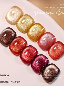 [1Set/10ขวด] ชุดสีเจล สีเจลแฟลช แคทอาย แบรนด์VENDEENI M1 ขนาด15ml แถมชาร์ตสี!!