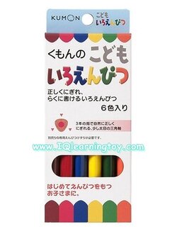 Kumon - Triangle Shape Colour Pencils ดินสอสีไม้สามเหลี่ยม 1 กล่องมี 6 สี สีไม้สามเหลี่ยม ช่วยให้เด็กจับถนัดมือ และจับดินสอสีได้ถูกวิธีค่ะ