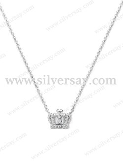 สร้อยคอพร้อมจี้มงกุฎฝังเพชรสวิสแถวครึ่งวง