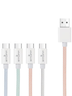 สายชาร์จ STUFF แบบเชือกสีพาสเทล USB to Micro USB to Lightning USB to Type-c 100cm