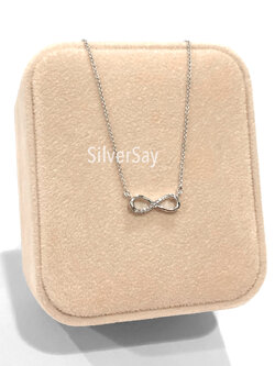 สร้อยคอลายอิตาลีพร้อมจี้อินฟินิตี้ Infinity ฝังเพชรสวิสไมโครแถว