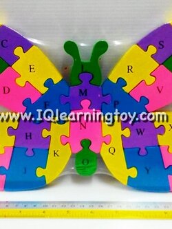 ของเล่นไม้ - จิ๊กซอว์ผีเสื้อ 3 in 1 ตัวต่อสอนภาษาอังกฤษและคณิตศาสตร์ ฝึกไอคิวฝึกเรียงพยัญชนะ A-Z และตัวเลข 1-26 สอนเรื่องสี ภาษา เลข ฝึกสมาธิ ส่งฟรี