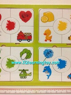 ของเล่นไม้ -(Jigsaw-4Colour) ชุดตัดต่อจับกลุ่มสี ได้แก่ โทนสีเหลือง สีแดง สีเขียว และสีฟ้า ฝึกให้เด็กๆจับกลุ่มสีแต่ประกอบภาพได้อย่างถูกต้อง ส่งฟรี