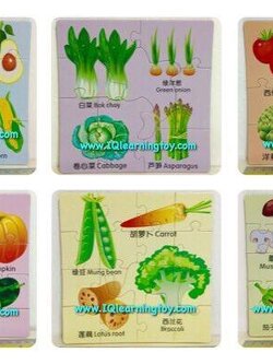 ชุดจิ๊กซอคำศัพท์ 6 in 1 ฝึกต่อภาพผักต่างๆพร้อมเรียนรู้คำศัพท์ที่ใช้เรียกชื่อผักต่างๆเป็นภาษาอังกฤษ และภาษาจีน 6 แบบ 6 ขนาด ส่งฟรี