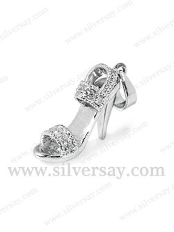 จี้รองเท้าส้นสูงฝังเพชรสวิสแถวสองสาย