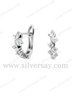 ต่างหูห่วง-ต่างหูใบมะกอก-ช่อมะกอก ฝังเพชรสวิส