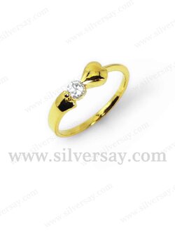 แหวนหัวใจล็อคเพชรสวิส/สีทองคำ22k