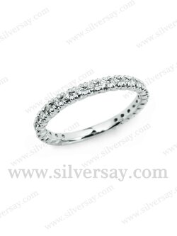 แหวนเพชรสวิสแถวเกือบรอบวง/หนามเตยในตัว/ตัดลาย