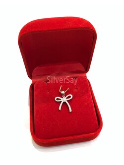 จี้โบว์ริบบิ้นฝังเพชรสวิสไมโครแถว