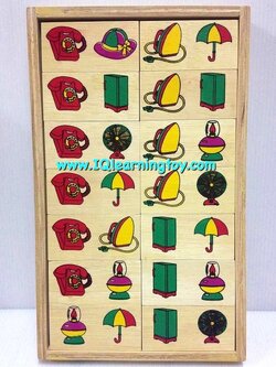 โดมิโนภาพสิ่งของเครื่องใช้รอบตัว ได้เรียนรู้ จดจำ เข้าใจความสัมพันธ์ของภาพที่ได้เห็นในชีวิตประจำวัน ฝึกกล้ามเนื้อมือกับสายตา ฝึกสมาธิ ส่งฟรี