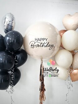 ลูกโป่งวันเกิด Happy Birthday Balloon บับเบิ้ล36"+ช่อลอย2ช่อ (with Helium)💖สนใจติดต่อสั่งซื้อ Line: @weparty (มี@ ด้านหน้า)