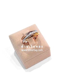 แหวนทรีนิตี้ Trinity สามวงคล้องกัน/2.5 มม./ทองสามสี/ฝังเพชรสวิสรอบวง