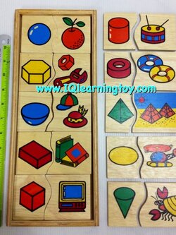 ของเล่นไม้ชุดจับคู่รูปทรงร์กับภาพของใช้ต่างๆที่เข้าคู่กันจำนวน 10 คู่ ส่งฟรี