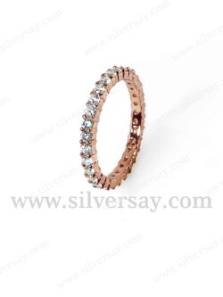 แหวนเพชรสวิสแถวรอบวง 2 มม./หนามเตยร่วม/สีทองชมพู