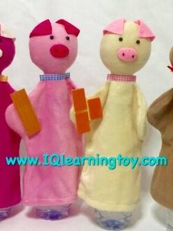 สอนสนุก-ชุดหุ่นมือประกอบการเล่านิทานเรื่องลูกหมูสามตัวกับหมาป่า ส่งฟรี