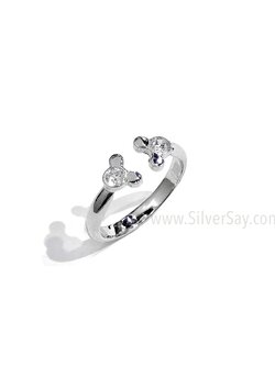 แหวนมิกกี้เม้าส์คู่ Mickey Mouse ฝังเพชรสวิส/ปรับไซส์ได้