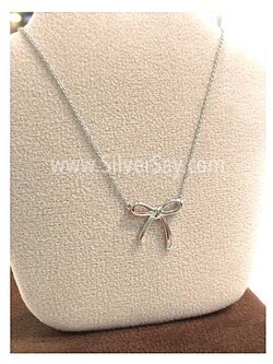 สร้อยคอพร้อมจี้โบว์ริบบิ้น/แบบเกลี้ยง