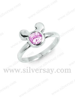 แหวนมิกกี้เม้าส์ Mickey Mouse ฝังเพชรสวิสสีชมพู