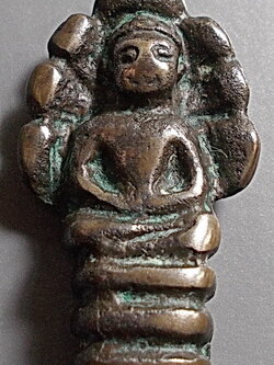 หล่อโบราณพระนาคปรก เนื้อสัมฤทธิ์เก่า ไม่ทราบที่