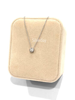 สร้อยคอลายอิตาลีพร้อมจี้เพชรสวิส 3,4,5 มม./ฝังหุ้ม