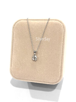 จี้ใบโคลเวอร์ Clover 4 ฝังเพชรสวิส/สลับเกลี้ยง/6มม.