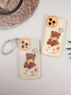 เคสโทรศัพท์ iPhone ลายน้องหมีชีส พร้อมสายคล้องมือ สำหรับ13/12ProMax/11ProMax/7 Plus/8 Plus