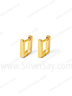 ต่างหูห่วงทรงสี่เหลี่ยม วงใน 6x7 มม./สีทองคำ22k