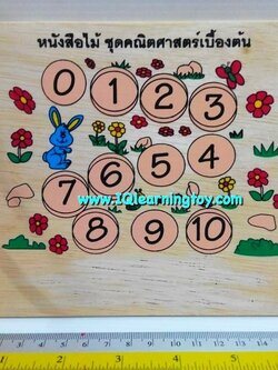 หนังสือไม้สอนนับเลข 1-10 ประกอบภาพสีสันสวยงาม พร้อมคำศัพท์ภาษาอังกฤษ One - Ten ส่งฟรี