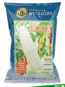 ข้าวโพดข้าวเหนียวหวาน F1 เหนียวหวานไข่มุก ตราลูกโลก (200ก,500ก,1กก.)