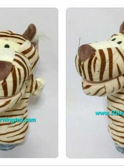หุ่นมือหัวสัตว์ รูปเสือลาย ขยับปากได้ ขนนุ่มมาก ส่งฟรี