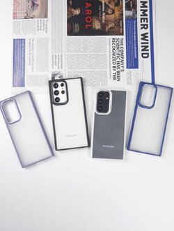 เคสโทรศัพท์ Samsung เคสหลังขุ่น ขอบสี ขอบนิ่มหลังแข็ง กันกระแทก สำหรับSS S22 Ultra