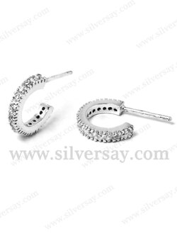 ต่างหูเพชรสวิสฝังหนามเตยแถว/แบบก้าน