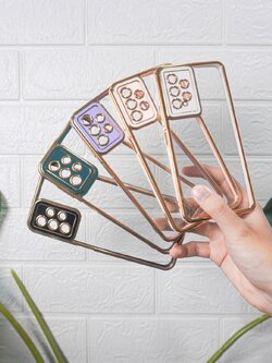 เคสโทรศัพท์ Samsung A13 4G/A53 5G/A73 5G เคสใสขอบสีทอง กันกระแทกคลุมเลนส์กล้อง