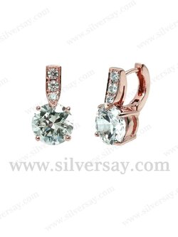 ต่างหูห่วงฝังเพชรสวิส 8 มม./2 กะรัต/ฝังเพชรแถว/สีทองชมพู