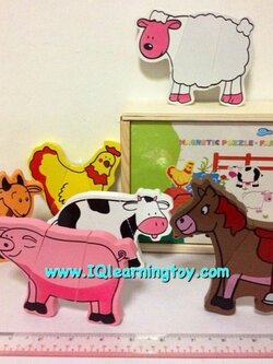 ของเล่นไม้ - ชุดฝึกทักษะต่อภาพรูปสัตว์ติดแม่เหล็ก(ชุดสัตว์ในฟาร์ม)ฝึกทักษะเรื่องความเข้าใจของเด็กๆที่มีต่อภาพสัตว์ชนิดต่างๆ จัดส่งฟรี