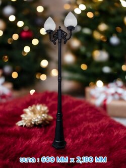 ไฟสนามหญ้าสวนกันน้ำกลางแจ้ง เหล็กอลูมิเนียมสูง สูง 218 ซม. สีดำ