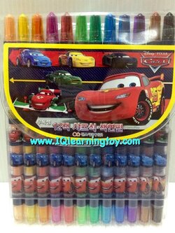 สีเทียนหมุนได้ 12 สี ลายCars เนื้อสีสดใส คมชัด ลื่นไหลระบายง่าย ใช้คุ้มจนสุดปลาย ส่งฟรี